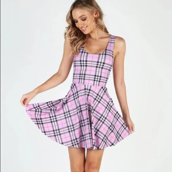 π HTF Blackmilk Tartan Sugar Scoop Skater Dress Nova Check Size XS Rare - Picture 1 of 6